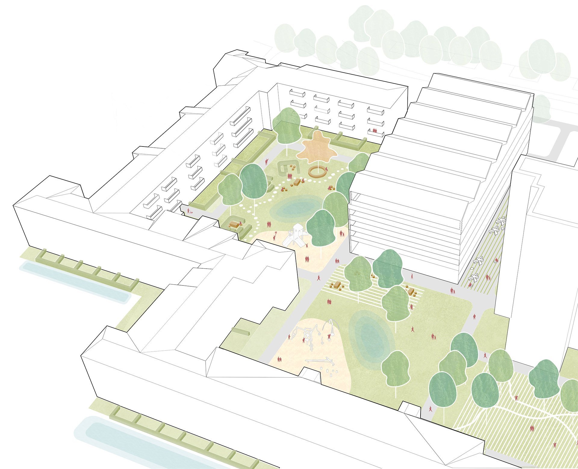 Piktogramm Wohnungsbau / Bergedorf-West / Landschaftsarchitektur+ 2025